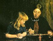 Michael Ancher anna ancher lcerer sin datter helga at tegne Sweden oil painting artist